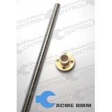 Husillo Cuerda Trapezoidal 8mm diámetro con una tuerca 